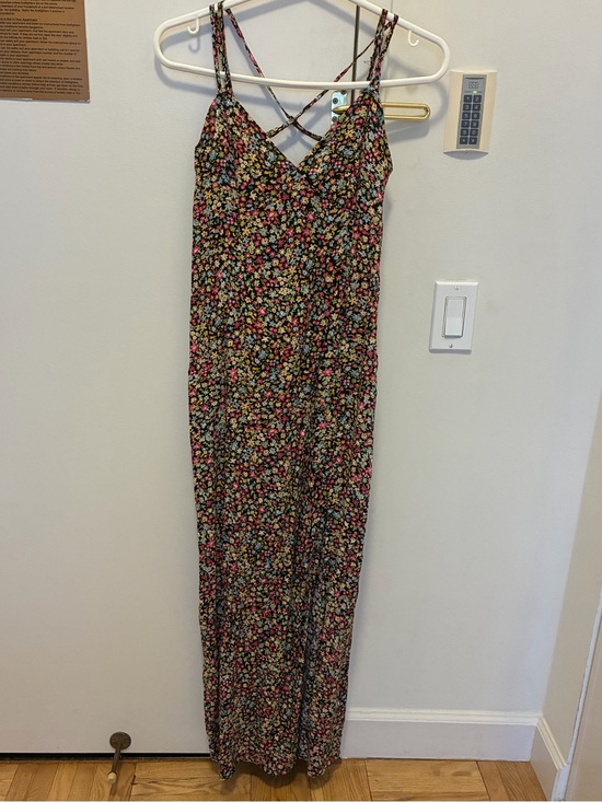 Zara Dresses & Skirts - Zara Black Floral Maxi Dress with Multi-Colored Blossoms